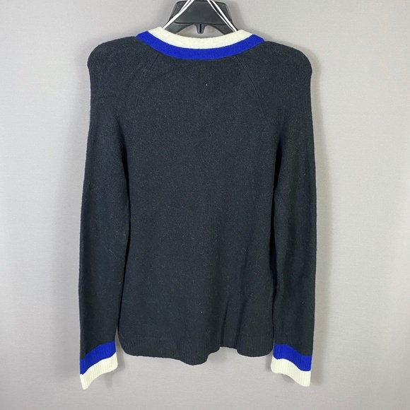 Court and Rowe Cardigan Sweater Long Sleeve V- Neck Stripe Trim in Rich … - Picture 4 of 7